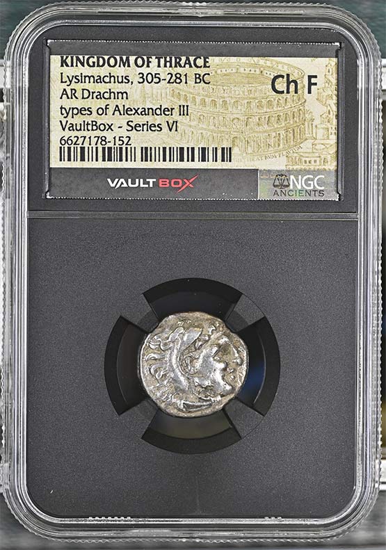 Greek 305-281 BC Lysamachus Silver Drachm NGC Ch Fine - Series VI Front