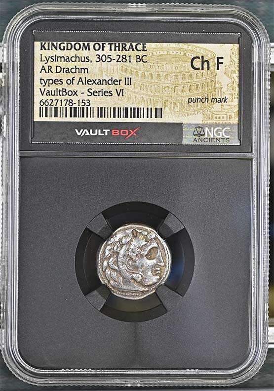 Greek 305-281 BC Lysamachus Drachm NGC Ch Fine - Series VI Front