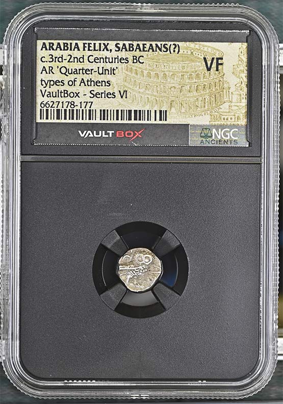 Arabian Felix c.3rd-2nd Centuries BC Owls of Arabia Felix Silver Quarter Unit NGC VF - Series VI Front