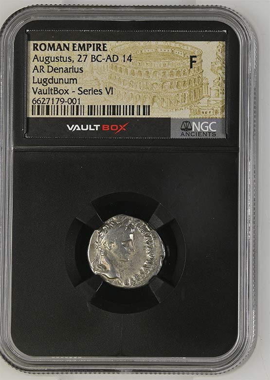 Roman Empire 27 BC-AD 14 Augustus Silver Denarius NGC Fine - Series VI Front