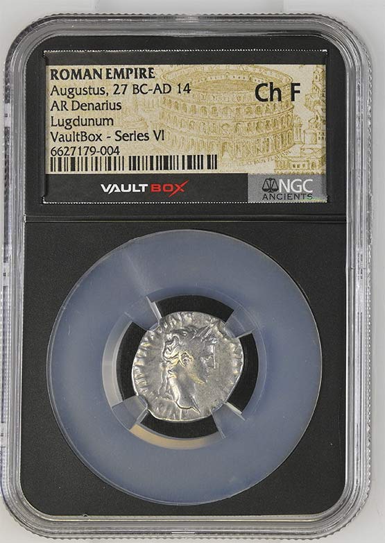 Roman Empire 27 BC-AD 14 Augustus Silver Denarius NGC Ch Fine - Series VI Front