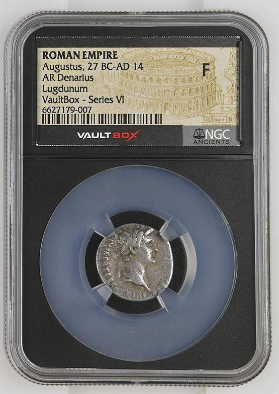Roman Empire 27 BC-AD 14 Augustus Silver Denarius NGC Fine - Series VI Front