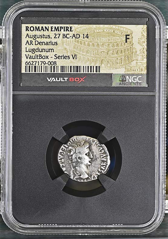 Roman Empire 27 BC-AD 14 Augustus Silver Denarius NGC Fine - Series VI Front