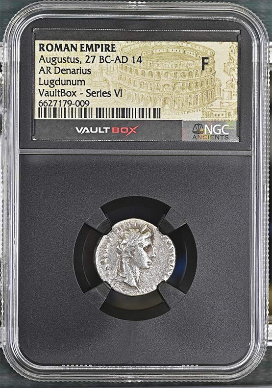 Roman Empire 27 BC-AD 14 Augustus Silver Denarius NGC Fine - Series VI Front