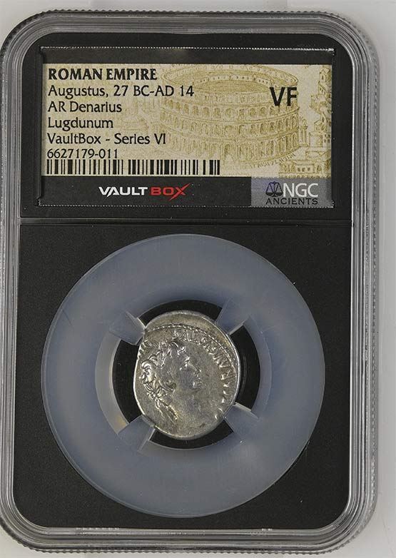 Roman Empire 27 BC-AD 14 Augustus Silver Denarius NGC VF - Series VI Front