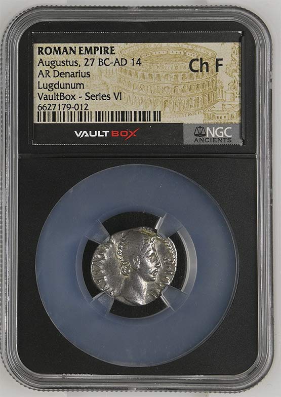 Roman Empire 27 BC-AD 14 Augustus Silver Denarius NGC Ch Fine - Series VI Front