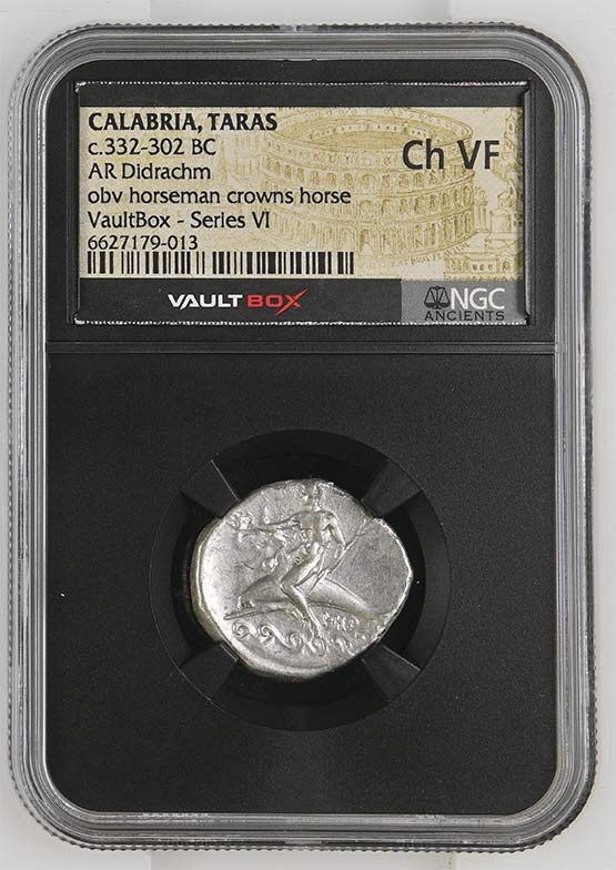 Greek c.332-302 BC Dolphin Silver Didrachm NGC Ch VF - Series VI Front