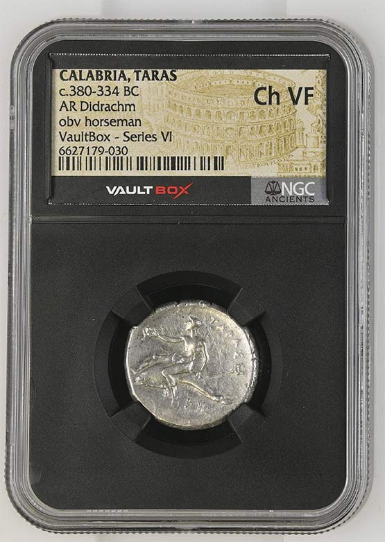 Greek c.380-334 BC Dolphin Silver Didrachm NGC Ch VF - Series VI Front