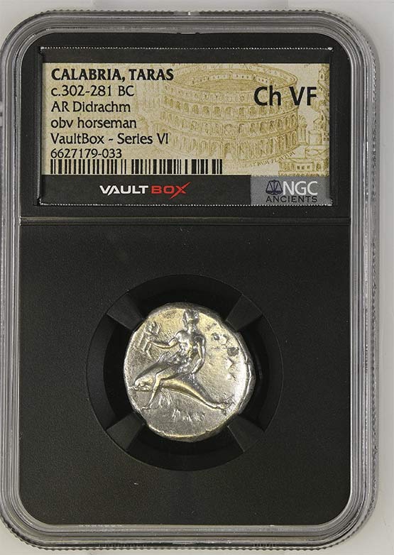 Greek c.302-281 BC Dolphin Silver Didrachm NGC Ch VF - Series VI Front