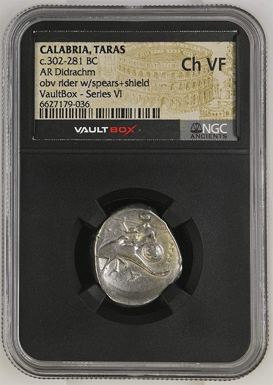 Greek c.302-281 BC Dolphin Silver Didrachm NGC Ch VF - Series VI Front