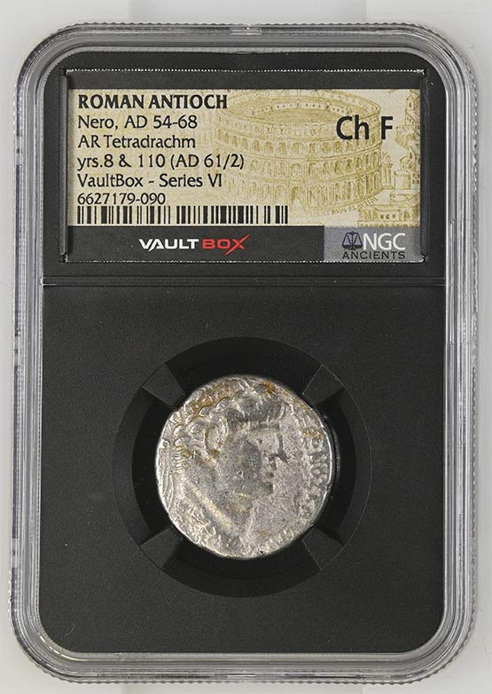 Roman Antioch AD 54-68 Nero Silver Tetradrachm NGC Ch Fine - Series VI Front