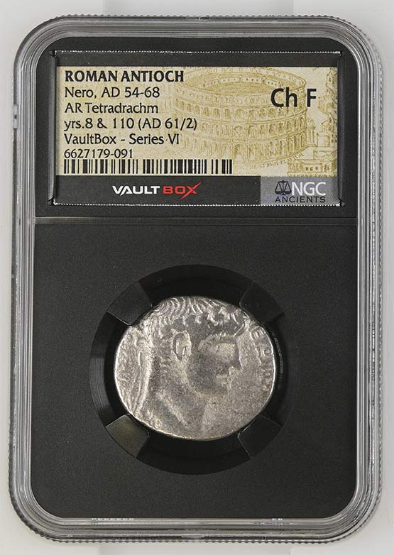 Roman Antioch AD 54-68 Nero Silver Tetradrachm NGC Ch Fine - Series VI Front