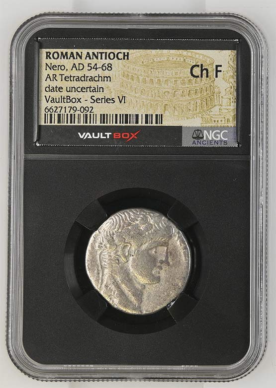 Roman Antioch AD 54-68 Nero Silver Tetradrachm NGC Ch Fine - Series VI Front