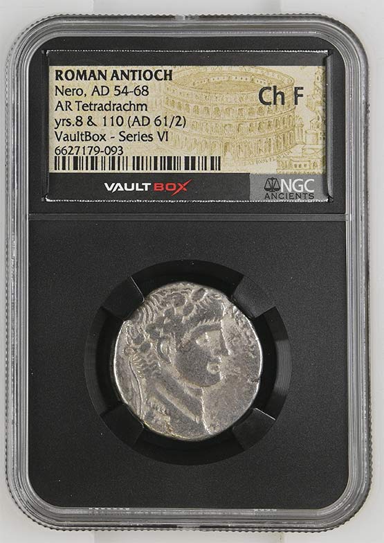 Roman Antioch AD 54-68 Nero Silver Tetradrachm NGC Ch Fine - Series VI Front