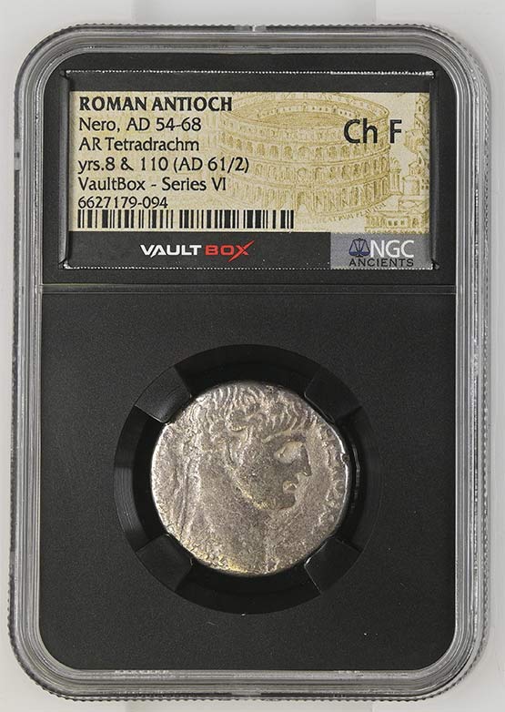 Roman Antioch AD 54-68 Nero Silver Tetradrachm NGC Ch Fine - Series VI Front