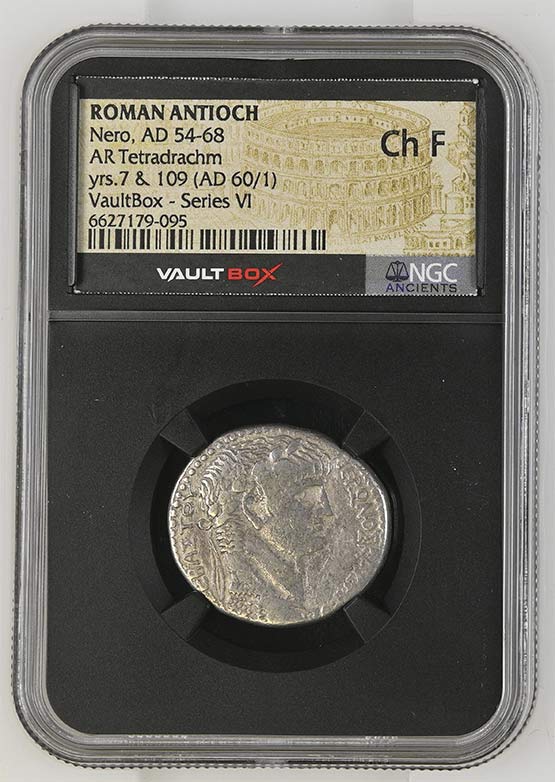 Roman Antioch AD 54-68 Nero Silver Tetradrachm NGC Ch Fine - Series VI Front