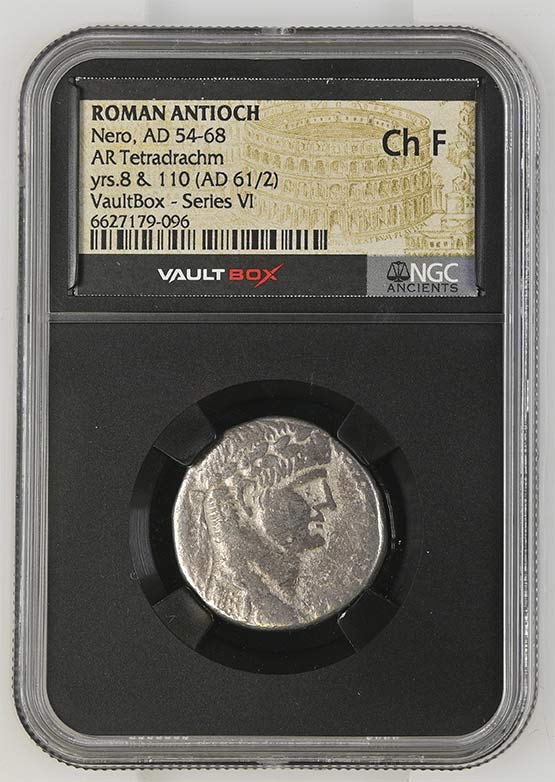 Roman Antioch AD 54-68 Nero Silver Tetradrachm NGC Ch Fine - Series VI Front