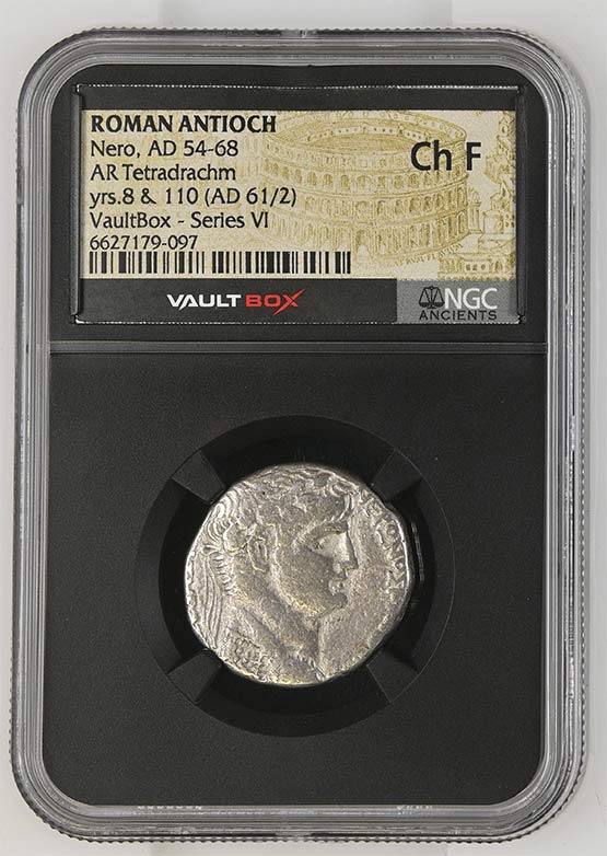 Roman Antioch AD 54-68 Nero Silver Tetradrachm NGC Ch Fine - Series VI Front