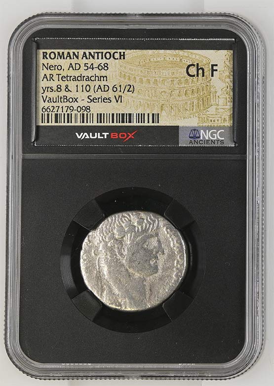 Roman Antioch AD 54-68 Nero Silver Tetradrachm NGC Ch Fine - Series VI Front