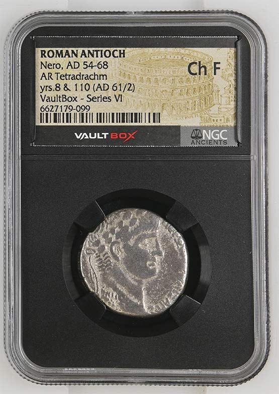 Roman Antioch AD 54-68 Nero Silver Tetradrachm NGC Ch Fine - Series VI Front
