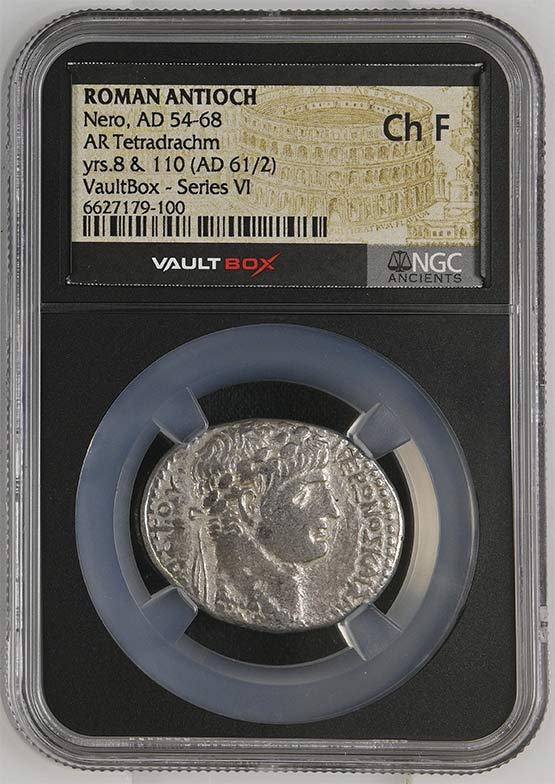 Roman Antioch AD 54-68 Nero Silver Tetradrachm NGC Ch Fine - Series VI Front