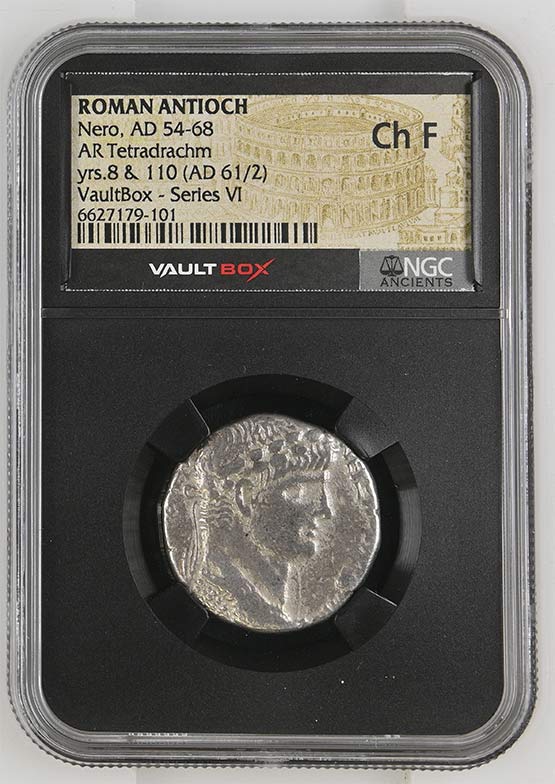 Roman Antioch AD 54-68 Nero Silver Tetradrachm NGC Ch Fine - Series VI Front