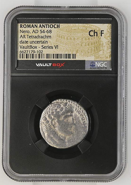 Roman Antioch AD 54-68 Nero Silver Tetradrachm NGC Ch Fine - Series VI Front
