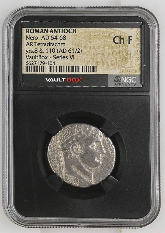 Roman Antioch AD 54-68 Nero Silver Tetradrachm NGC Ch Fine - Series VI Front