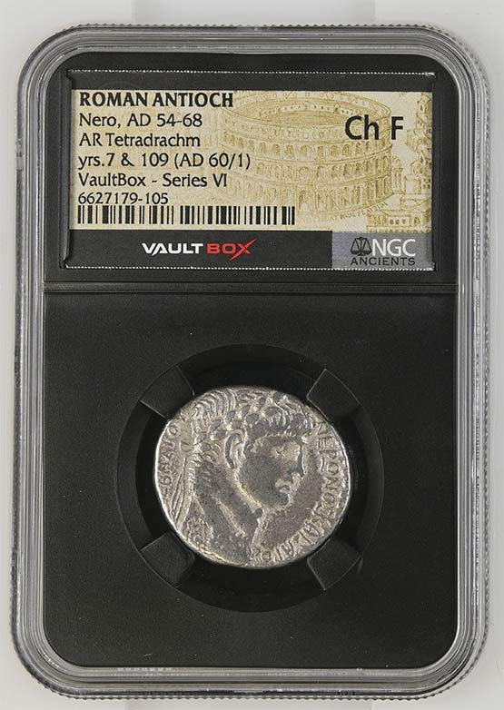 Roman Antioch AD 54-68 Nero Silver Tetradrachm NGC Ch Fine - Series VI Front
