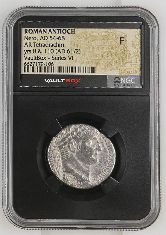 Roman Antioch AD 54-68 Nero Silver Tetradrachm NGC Fine - Series VI Front