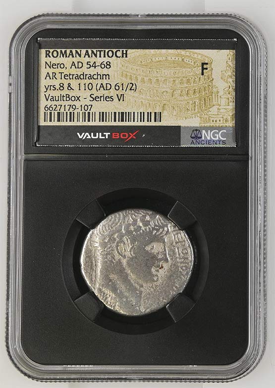 Roman Antioch AD 54-68 Nero Silver Tetradrachm NGC Fine - Series VI Front