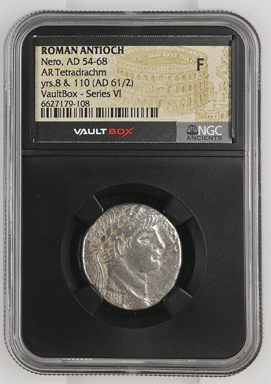 Roman Antioch AD 54-68 Nero Silver Tetradrachm NGC Fine - Series VI Front