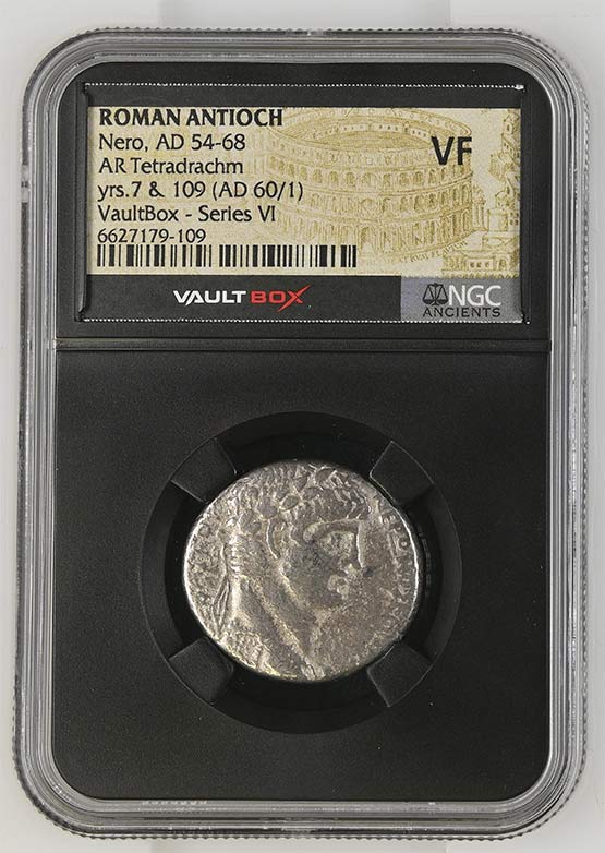 Roman Antioch AD 54-68 Nero Silver Tetradrachm NGC VF - Series VI Front