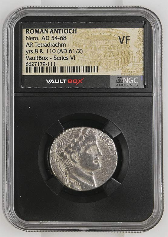 Roman Antioch AD 54-68 Nero Silver Tetradrachm NGC VF - Series VI Front
