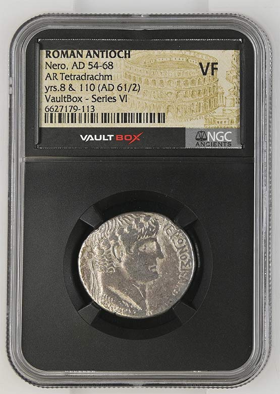 Roman Antioch AD 54-68 Nero Silver Tetradrachm NGC VF - Series VI Front