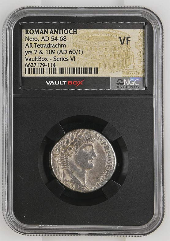Roman Antioch AD 54-68 Nero Silver Tetradrachm NGC VF - Series VI Front