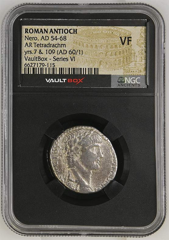 Roman Antioch AD 54-68 Nero Silver Tetradrachm NGC VF - Series VI Front
