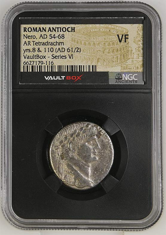 Roman Antioch AD 54-68 Nero Silver Tetradrachm NGC VF - Series VI Front