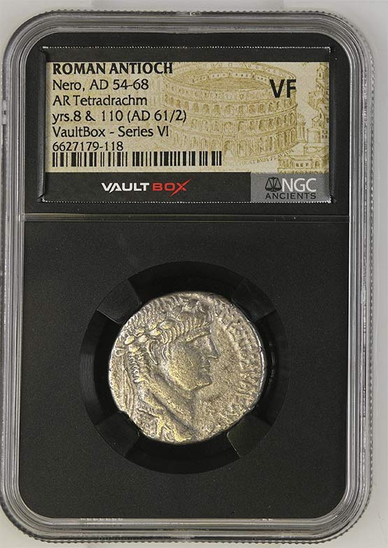 Roman Antioch AD 54-68 Nero Silver Tetradrachm NGC VF - Series VI Front