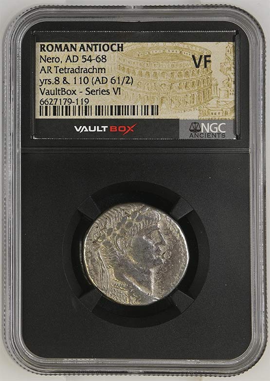 Roman Antioch AD 54-68 Nero Silver Tetradrachm NGC VF - Series VI Front