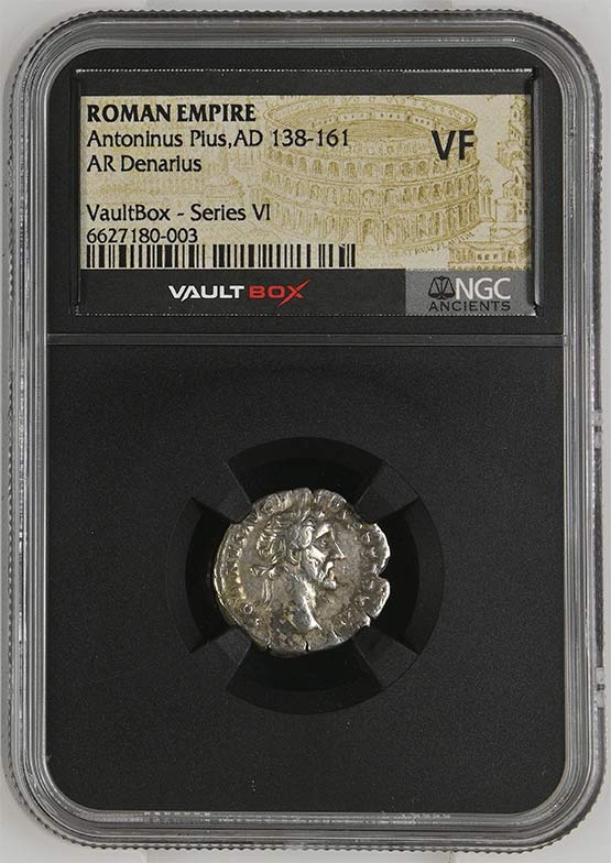 Roman Empire AD 138-161 Antoninus Pius Silver Denarius NGC VF - Series VI Front
