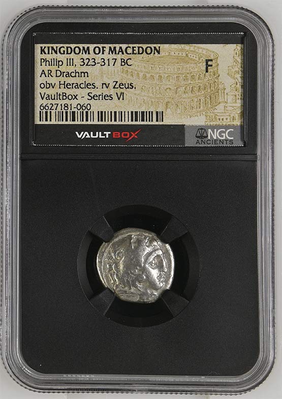 Greek 323-317 BC Philip III Silver Drachm NGC Fine - Series VI Front