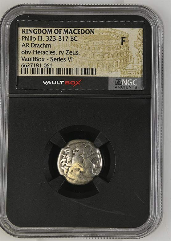 Greek 323-317 BC Philip III Silver Drachm NGC Fine - Series VI Front