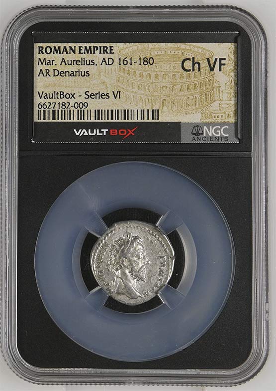 Roman Empire AD 161-180 Marcus Aurelius Silver Denarius NGC Ch VF - Series VI Front