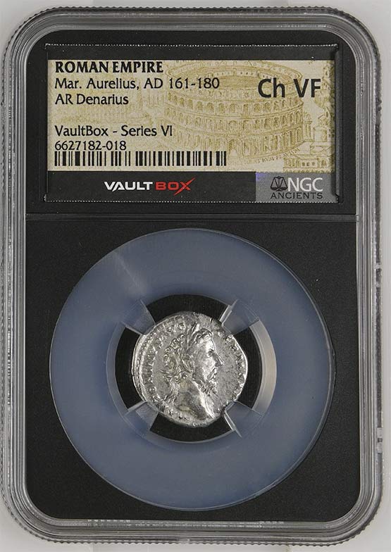 Roman Empire AD 161-180 Marcus Aurelius Silver Denarius NGC Ch VF - Series VI Front