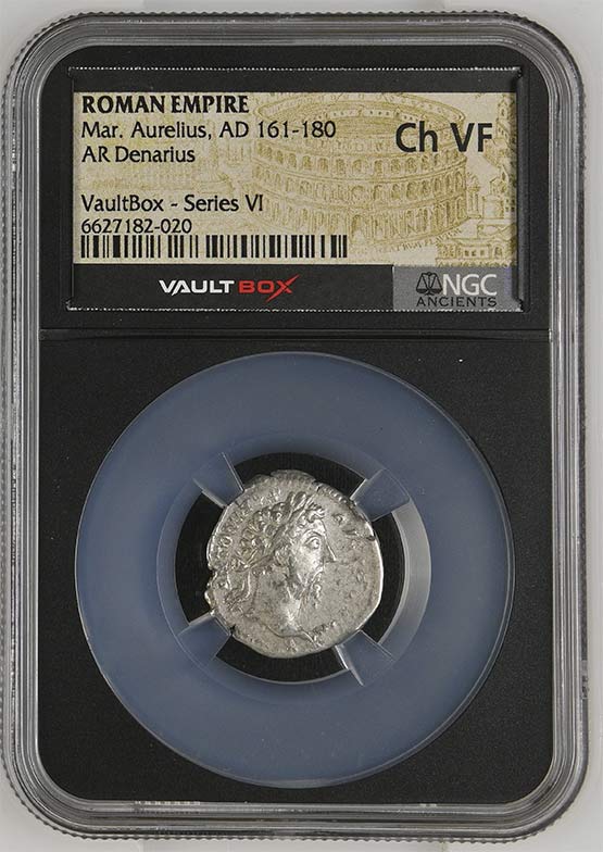Roman Empire AD 161-180 Marcus Aurelius Silver Denarius NGC Ch VF - Series VI Front