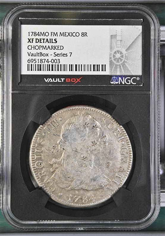 1784MO FM Mexico 8 Reales NGC XF Details Chopmarked Front