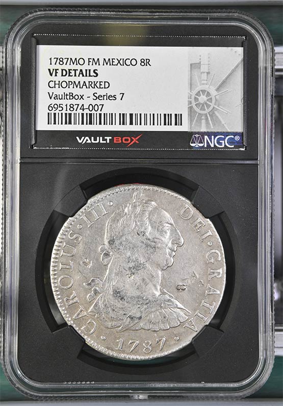 1787MO FM Mexico 8 Reales NGC VF Details Chopmarked Front