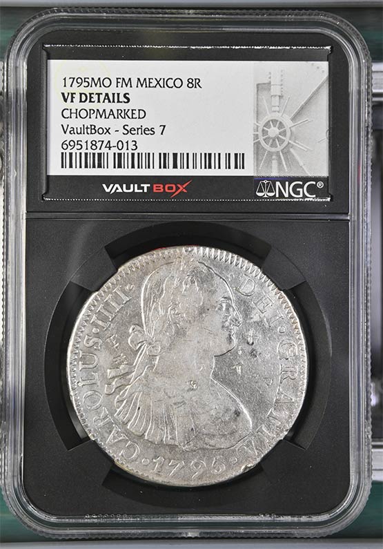 1795MO FM Mexico 8 Reales NGC VF Details Chopmarked Front