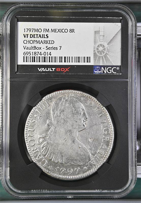 1797MO FM Mexico 8 Reales NGC VF Details Chopmarked Front